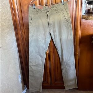 Tan Chinos with Straight Leg Design and Cotton Blend Fabric